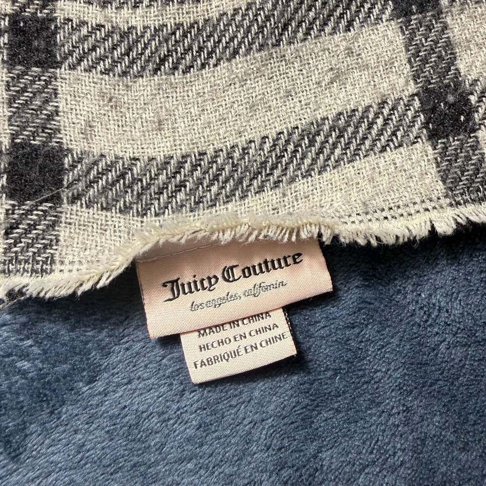 Juicy Couture Plaid Blanket Scarf Gray Black